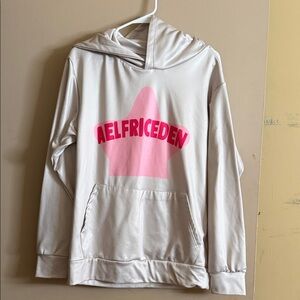 Aelfric Eden Cream Hoodie with Pink Star and Hot Pink Logo